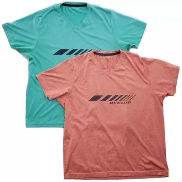 Dunlop Graphic Performance SS T Shirts Men Athletic Bundled Lot (2) Mint Coral - Picture 1 of 15